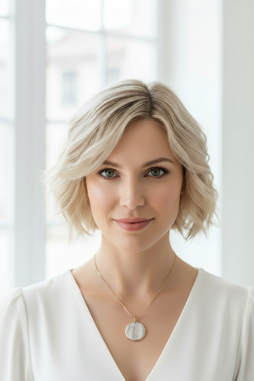 Necklace Medalion White & Lavander