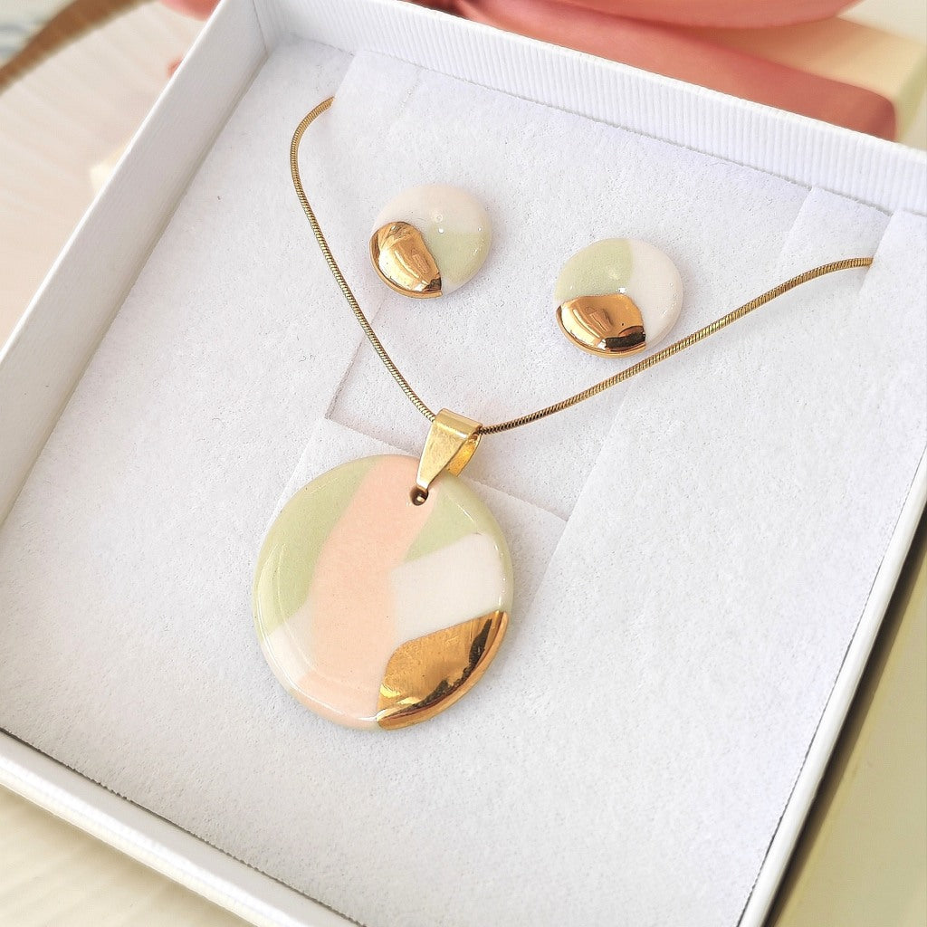 Set Medalion Pastel Green & Orange