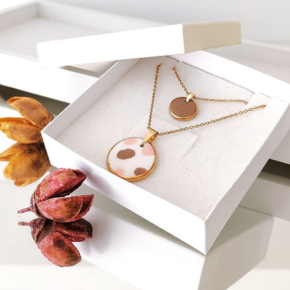 Dvostruka ogrlica Kakao i nježna ruža