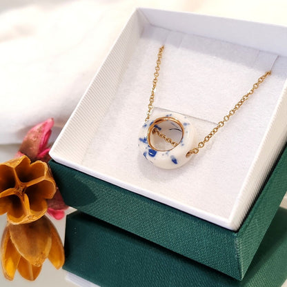Necklace Ring Blue & White