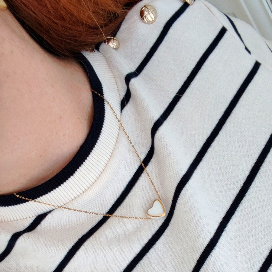 Necklace Hearts White