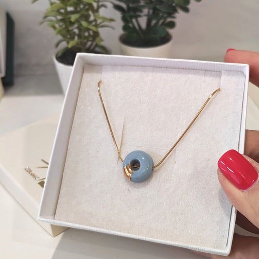 Necklace Mini Ring Soft Blue