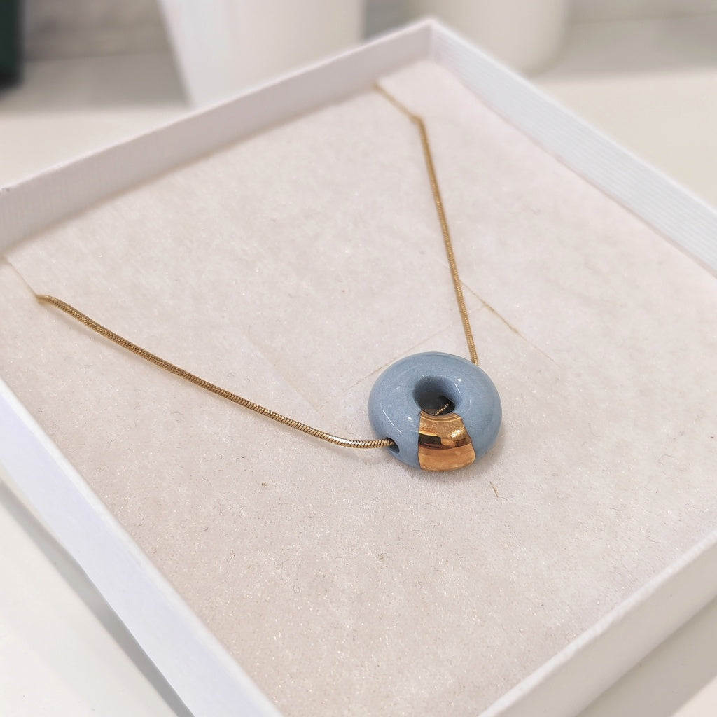 Necklace Mini Ring Soft Blue