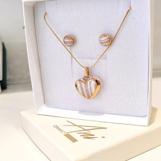 Set Hearts White & Beige