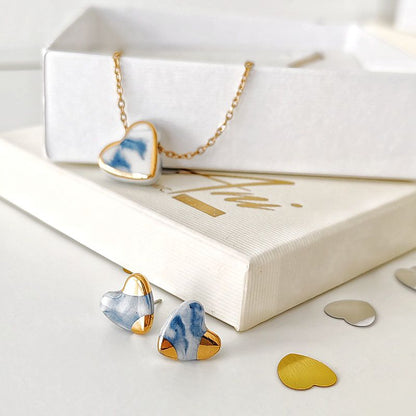 Set Hearts Marble Blue