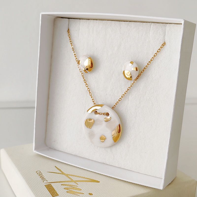 Set  Medalion White & Beige